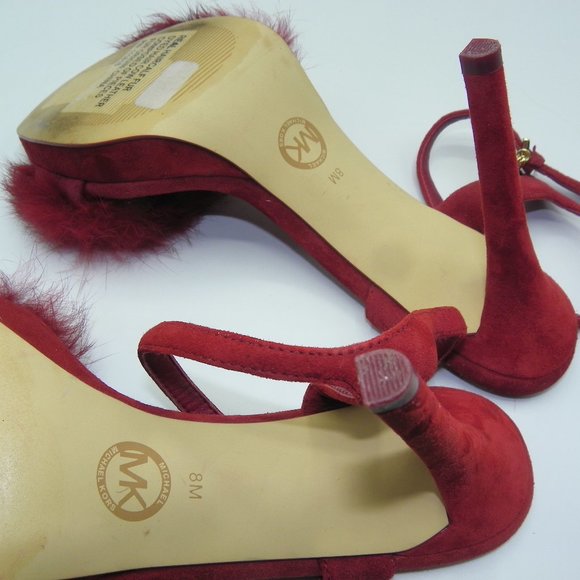 MICHEAL KORS CRANBERRY FUR HEELS! SZ 8 - Picture 6 of 6